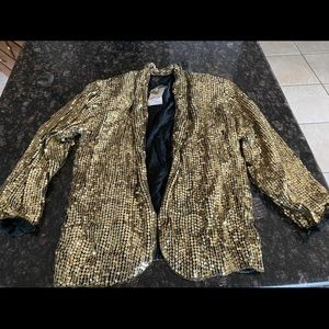NWT Spellbound Women’s Gold & Black Sequin Blazer Size S